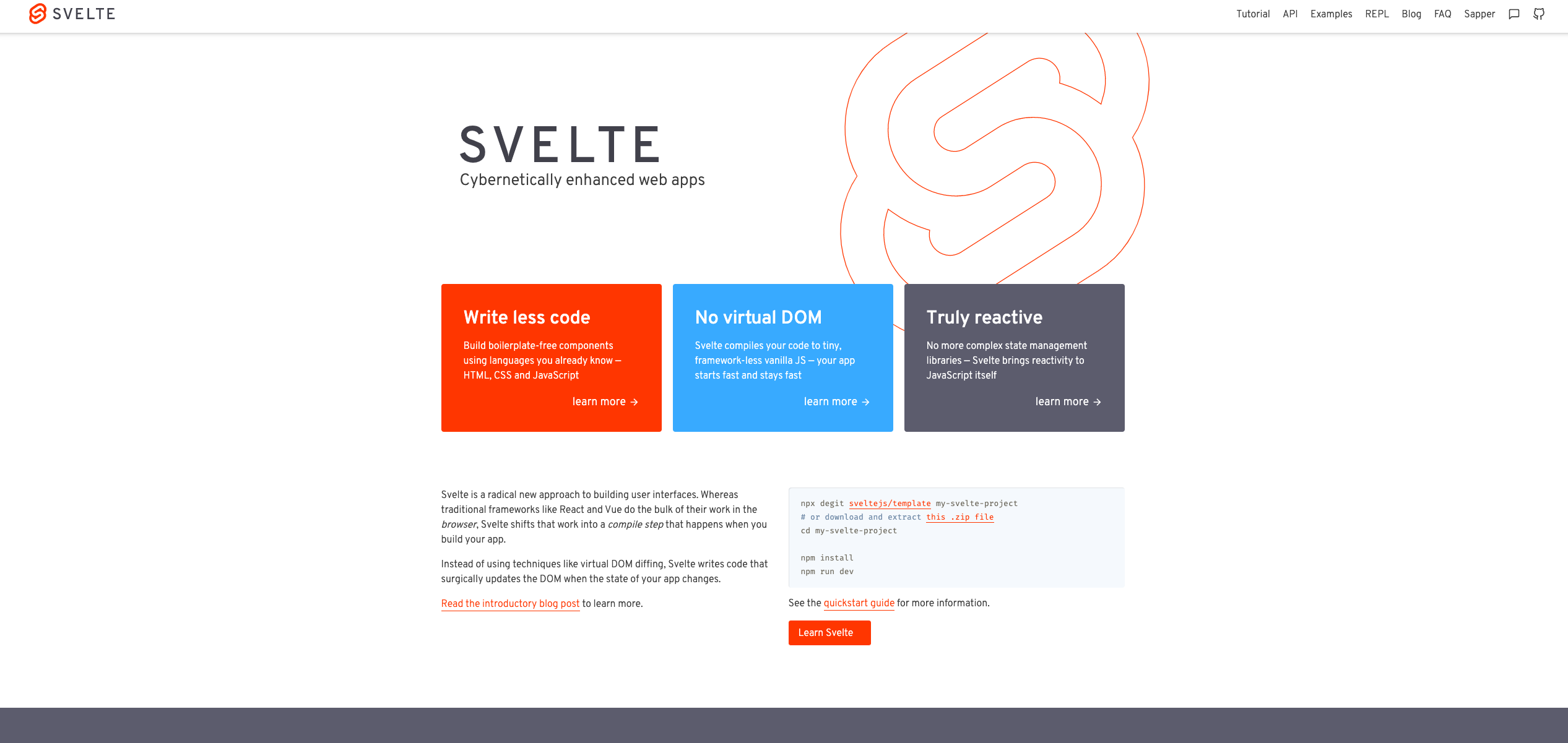 Svelte website UI